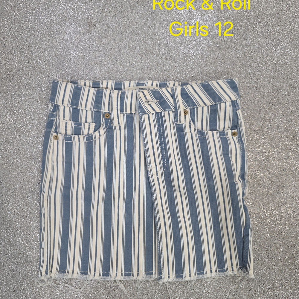 Rock & Roll Cowgirl Blue and White Striped Skirt